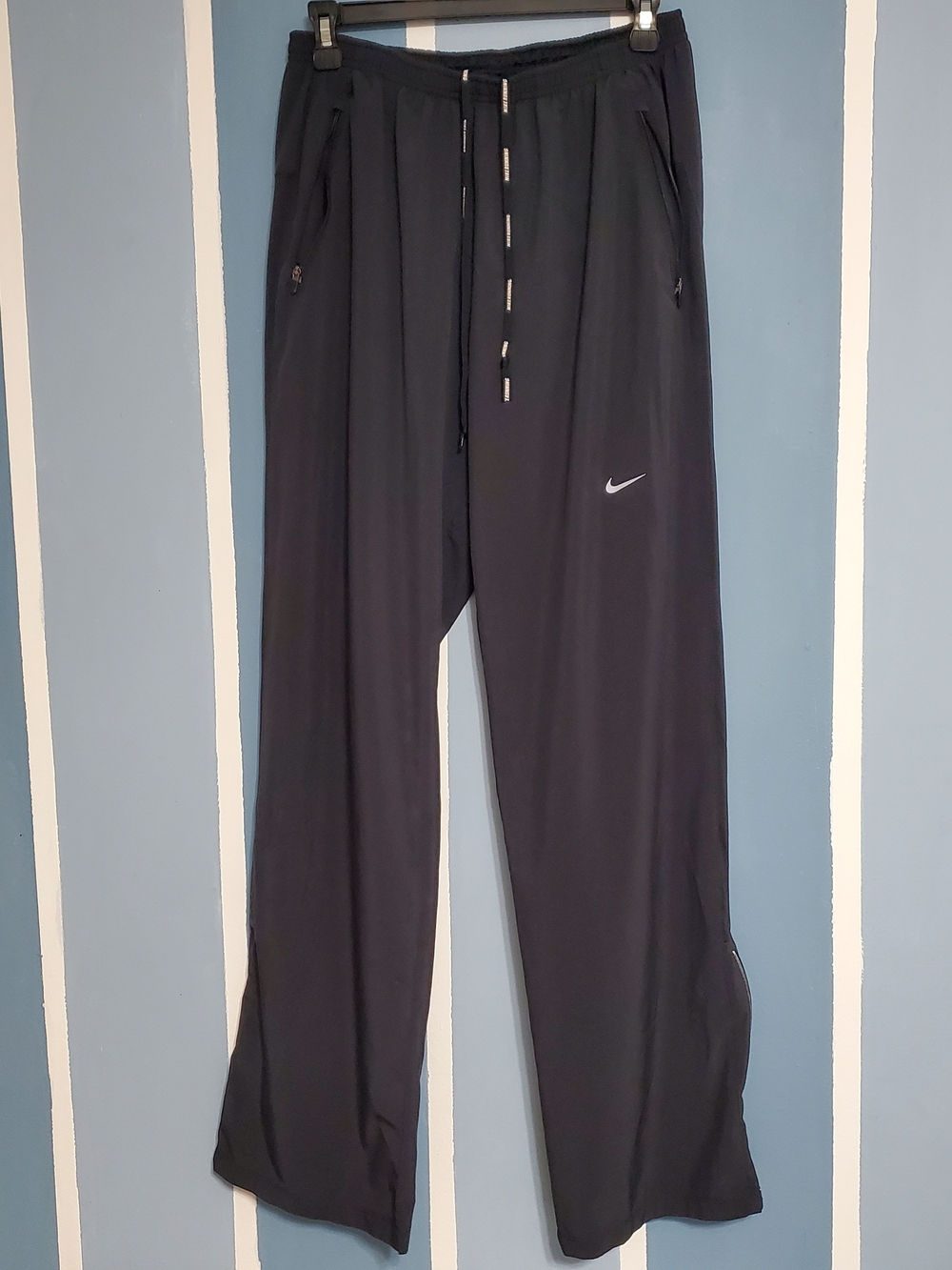 Nike Men's Black Athletic Track Pants with Reflective Swoosh